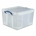 Really Useful Box Snap-Lid Storage Bin, 11.09 Gal, 17.31in X 20.5in X 12.25in, Clear/blue 42LCL